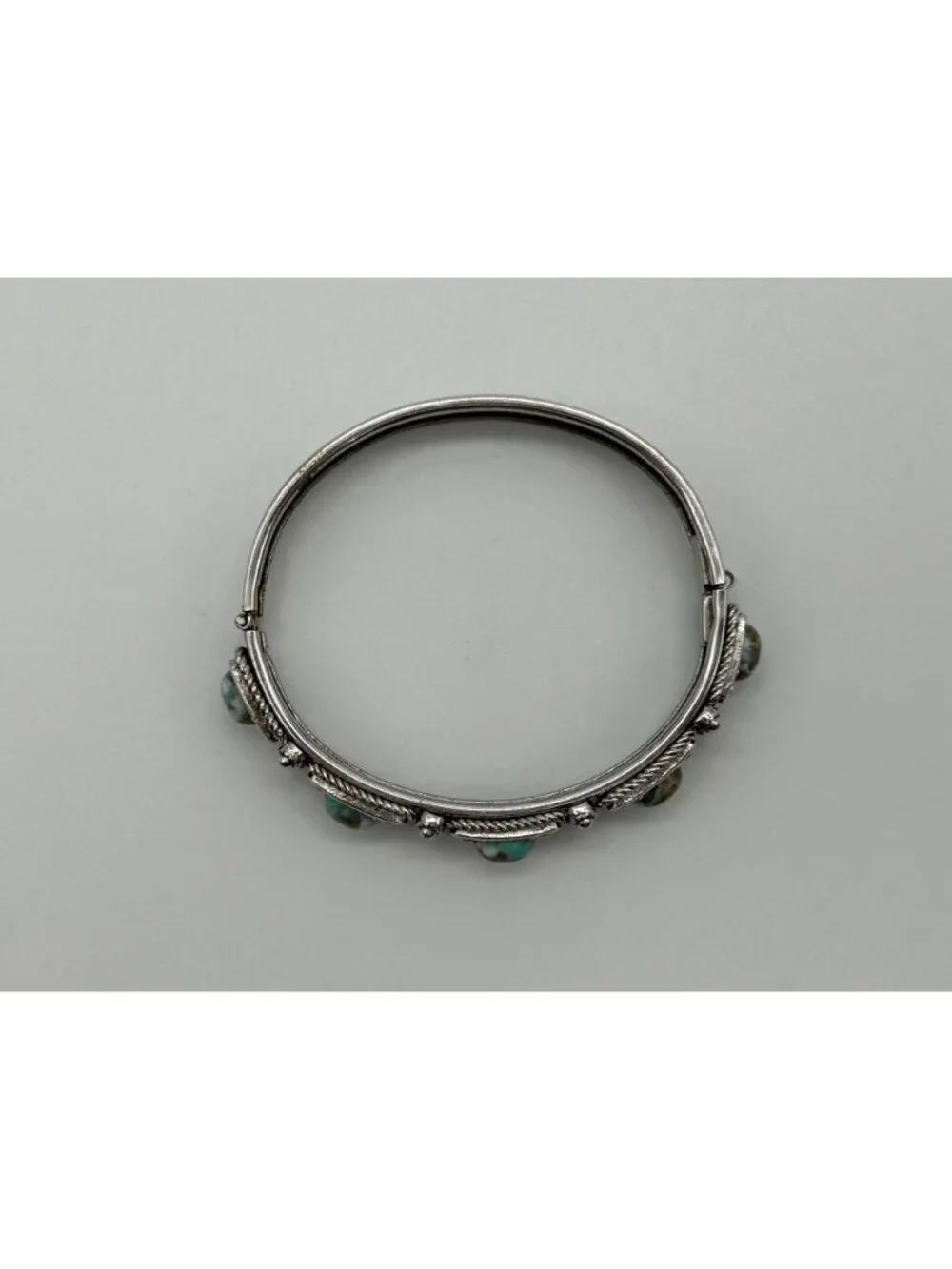 SHP Faux Turquoise Panel Link Bracelet Southwestern Silver-tone Costume Jewelry
